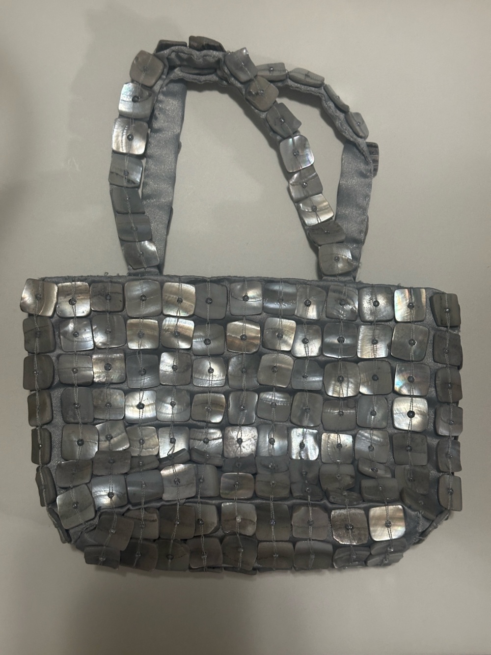 Moyna Shel Gray Mosaic Beaded Small Bag